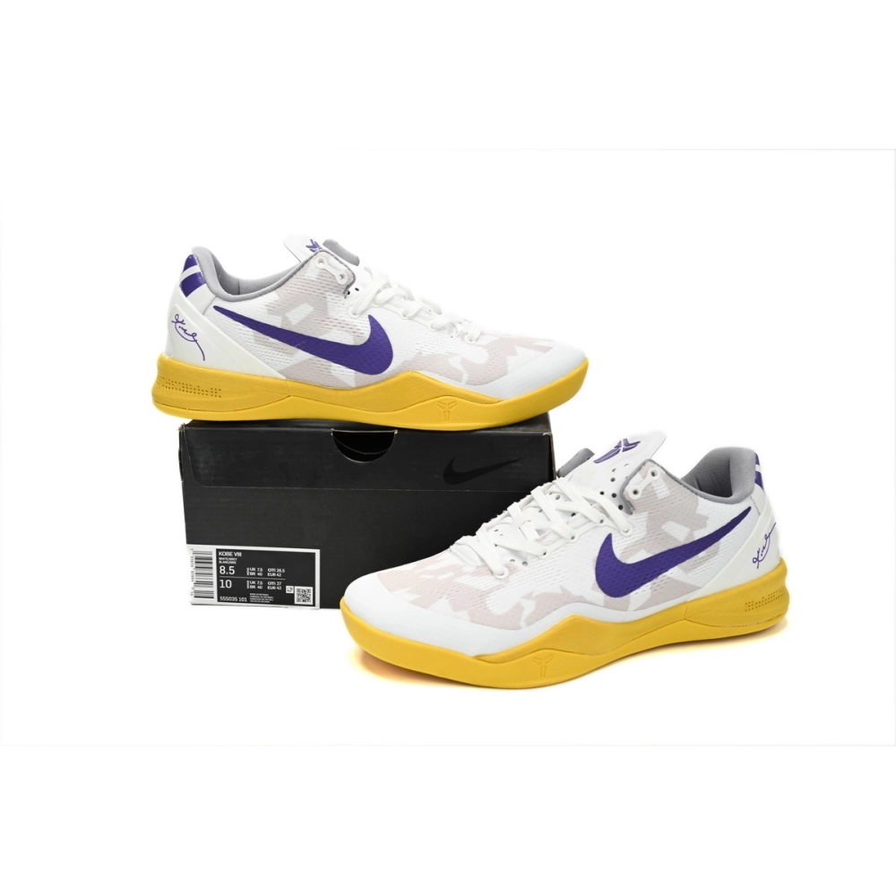 Nike Kobe 8 Low White Purple Yellow 555035-101