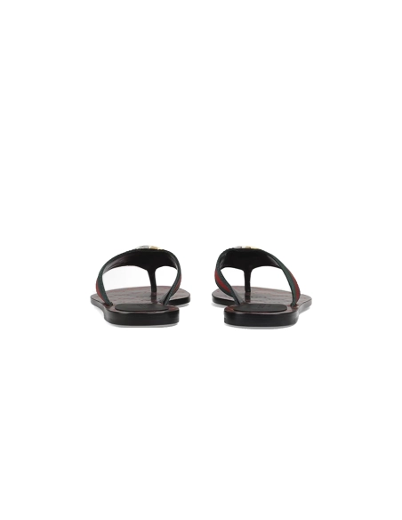 Gucci Kika Green Red Black GG Web Flip Flop Sandals 612138 H9020 8476