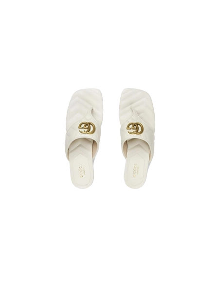 Gucci Double G Thong Sandal White 776948 BKO60 9049