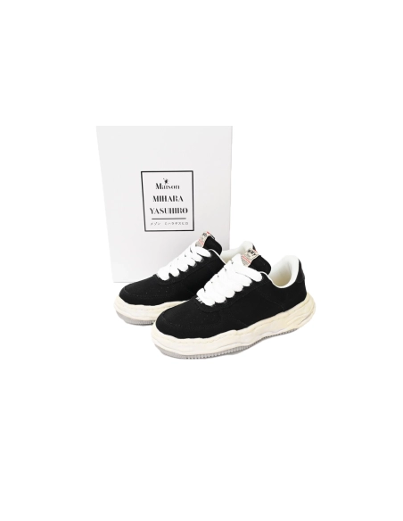 Maison Mihara Yasuhiro Wayne OG Sole Washed Canvas Low Black Grey Sole A08FW708 NO.769