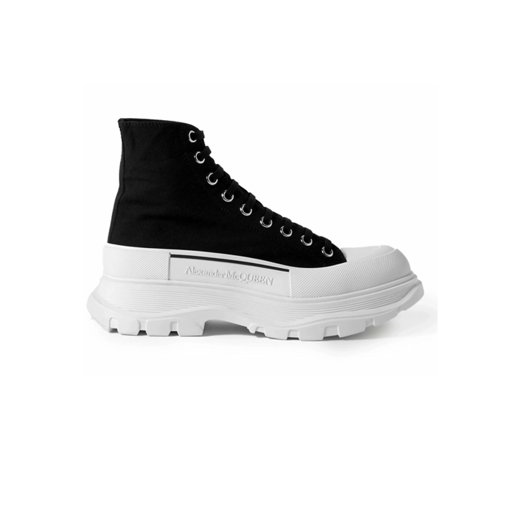 Alexander McQueen Tread Slick Exaggerated Sole Canvas Boots Black