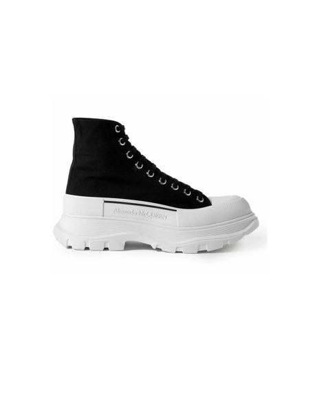 Alexander McQueen Tread Slick Exaggerated Sole Canvas Boots Black