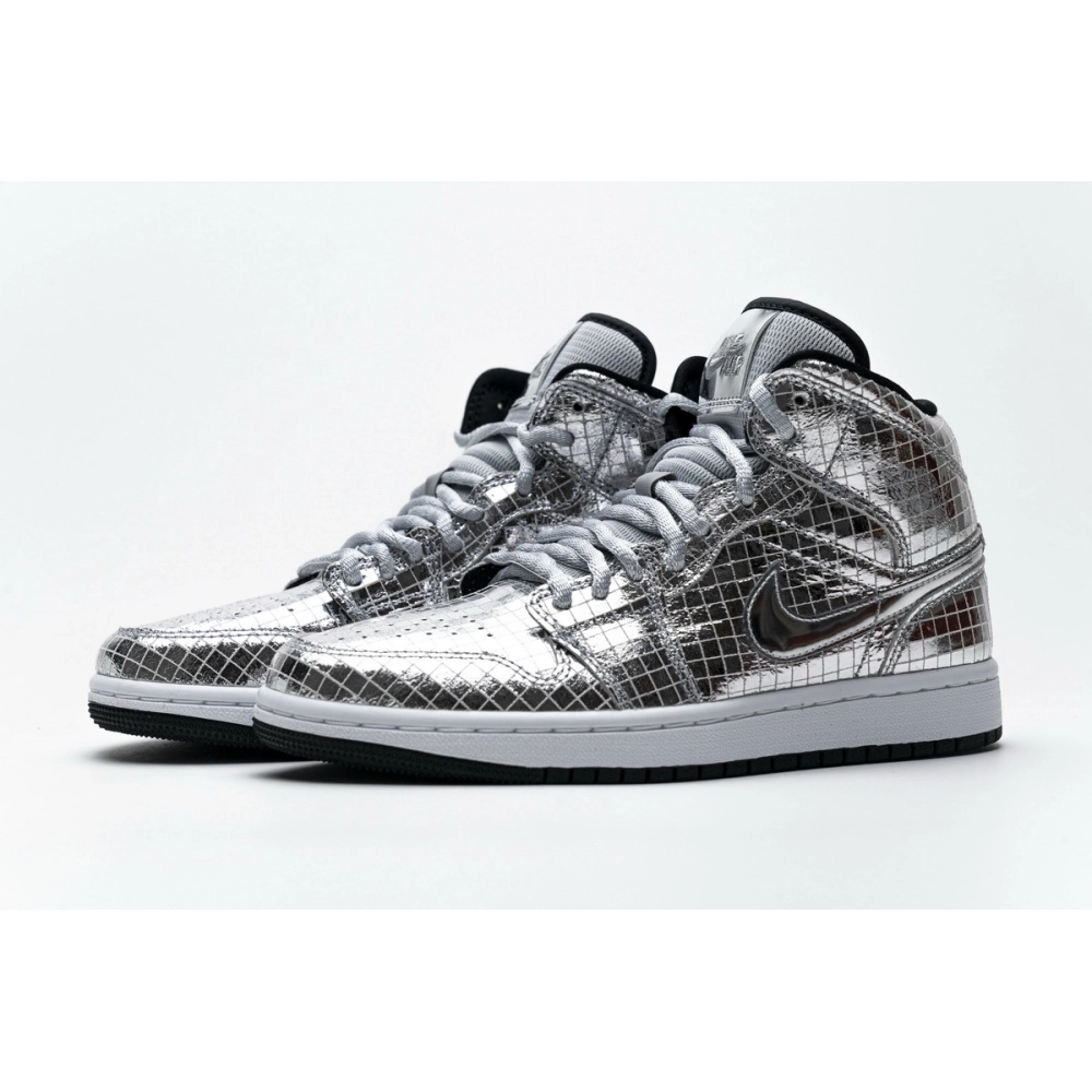 Air Jordan 1 Mid SE Disco Metallic Silver CU9304-001