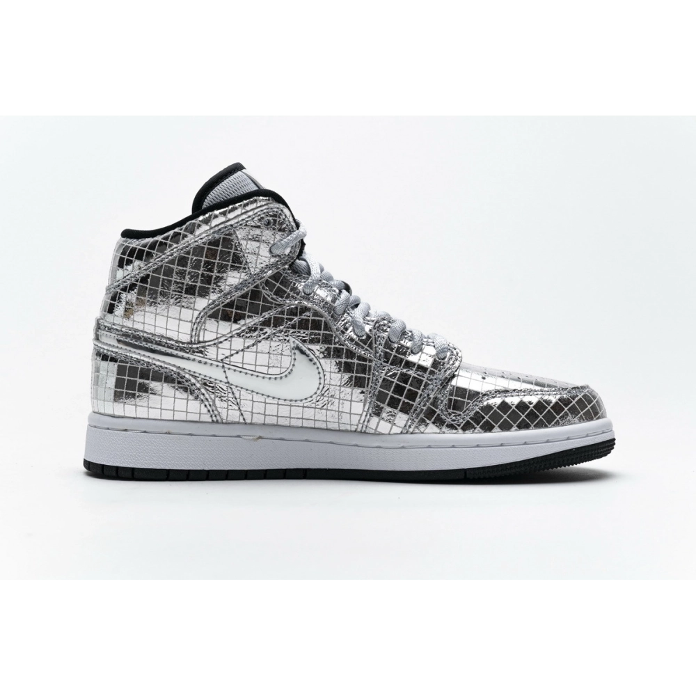 Air Jordan 1 Mid SE Disco Metallic Silver CU9304-001
