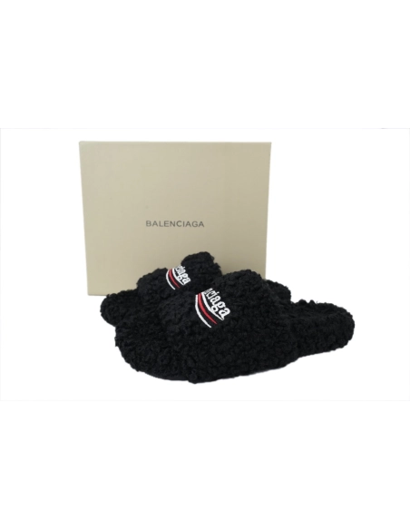 Balenciaga Furry Slide Black Coke Label 654747W2D011096
