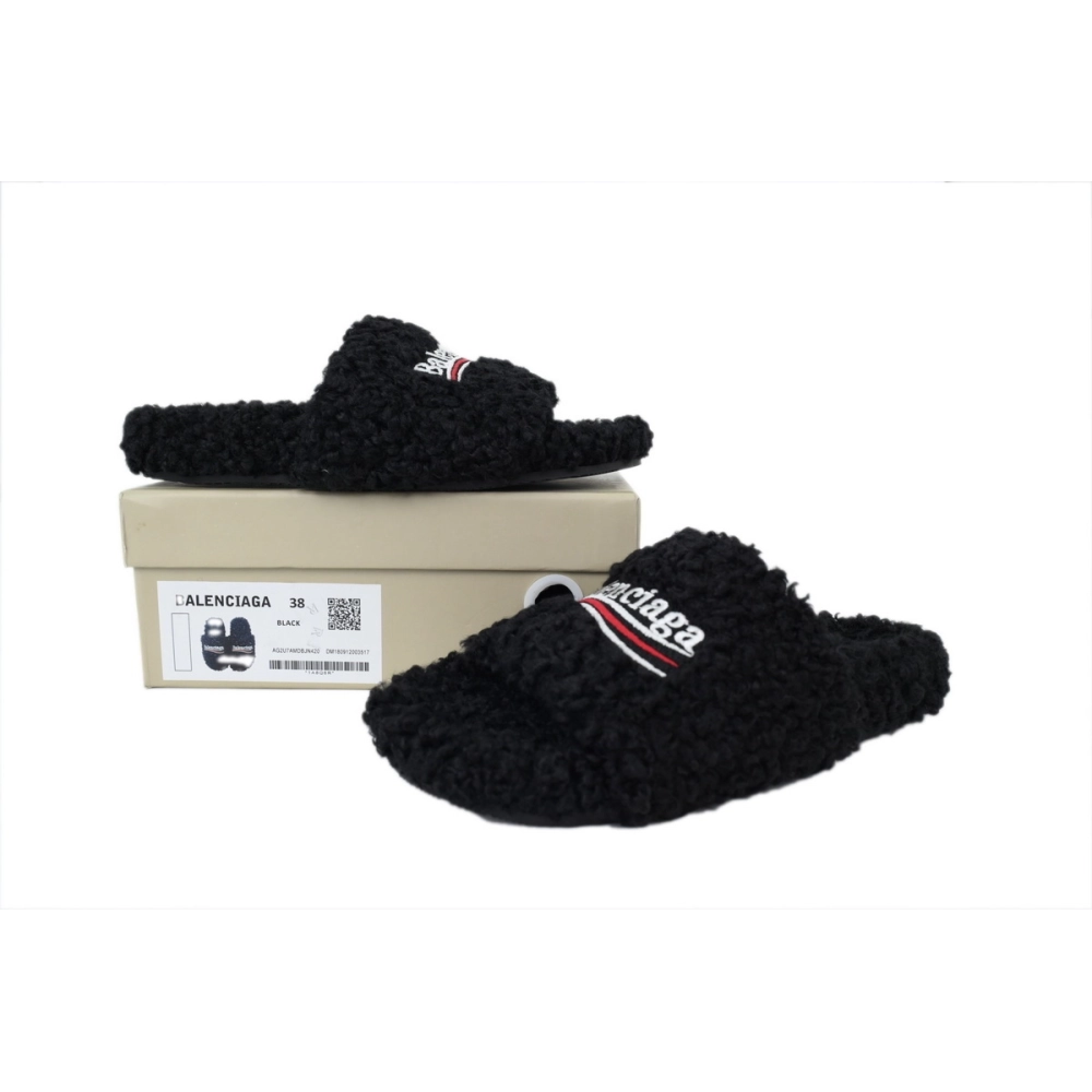 Balenciaga Furry Slide Black Coke Label 654747W2D011096