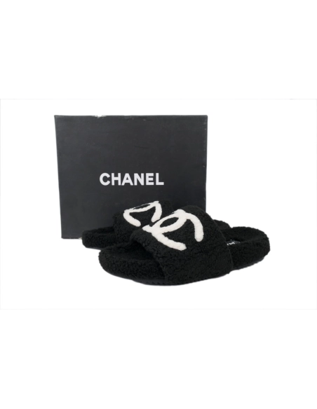 Chanel Wool Slippers Black