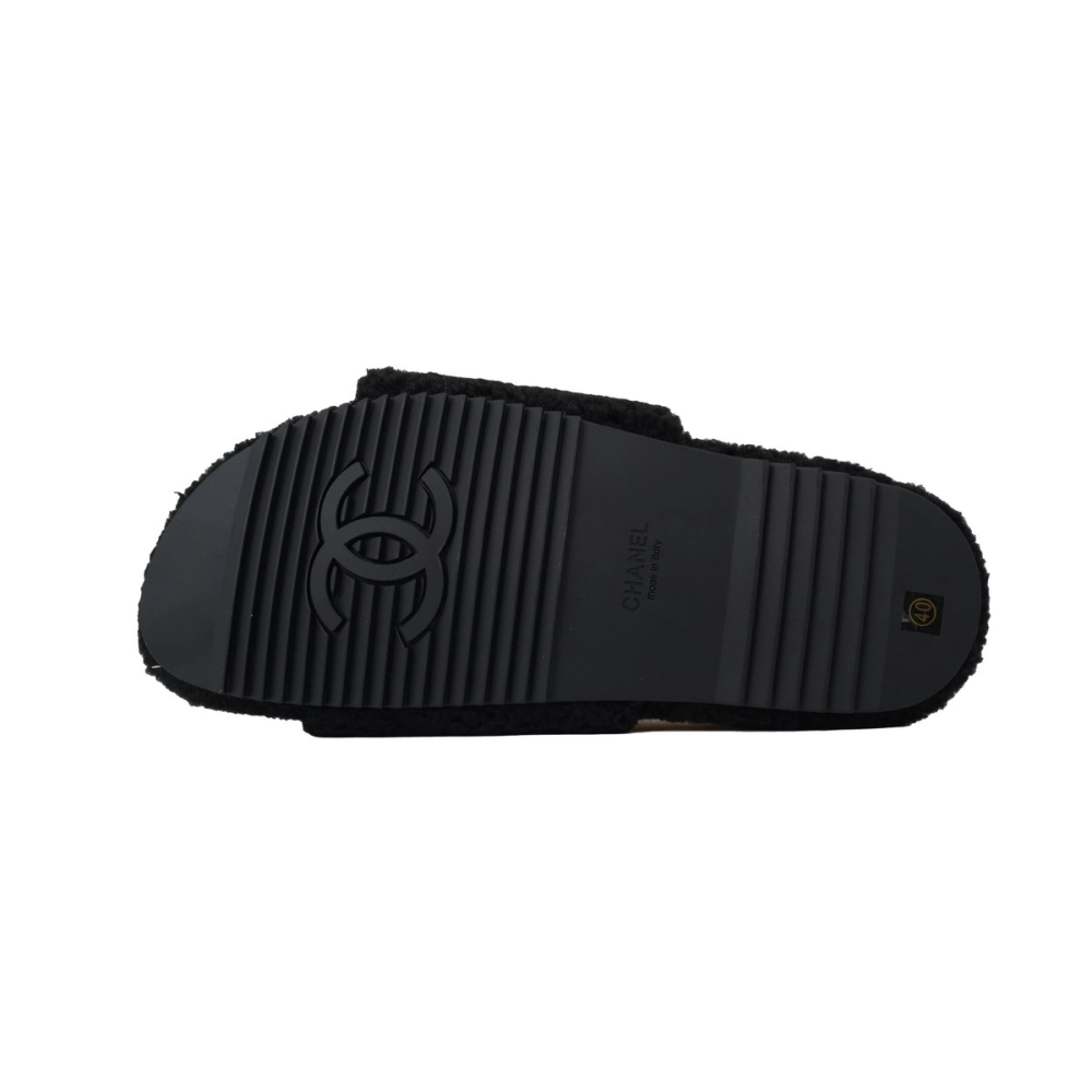 Chanel Wool Slippers Black
