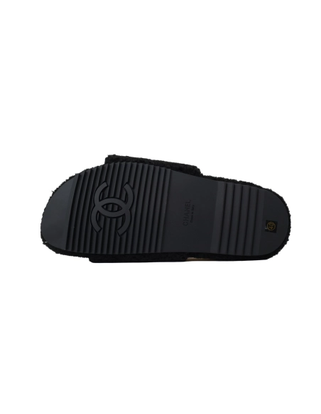 Chanel Wool Slippers Black