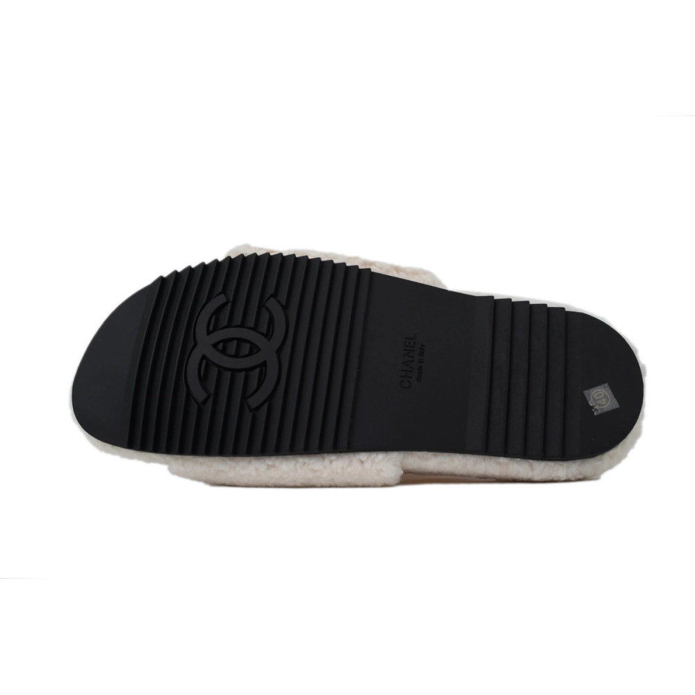 Chanel Wool Slippers White