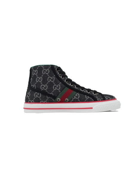 Gucci Tennis 1977 High Top Sneakers Denim Mini GG Black