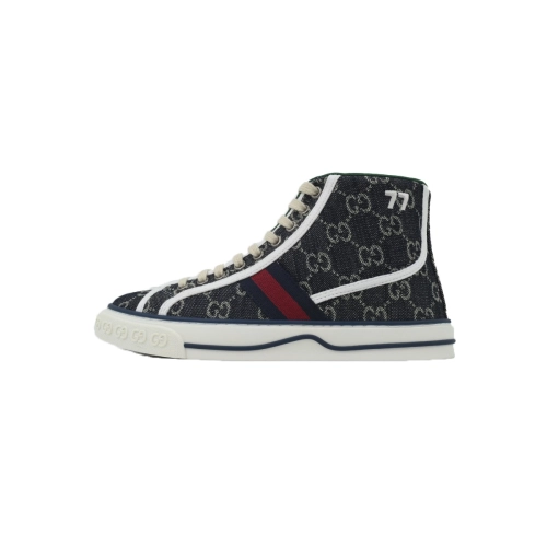 Gucci Tennis 1977 High Top Sneakers Denim Mini GG Blue