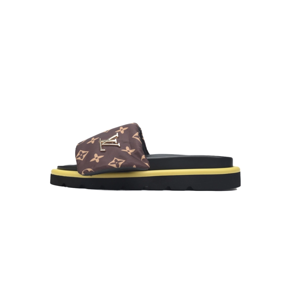 Louis Vuitton Pool Pillow Flat Comfort Mules Brown Metal Label