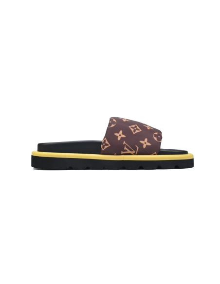 Louis Vuitton Pool Pillow Flat Comfort Mules Brown Metal Label