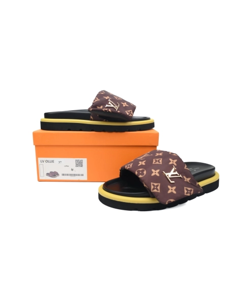 Louis Vuitton Pool Pillow Flat Comfort Mules Brown Metal Label