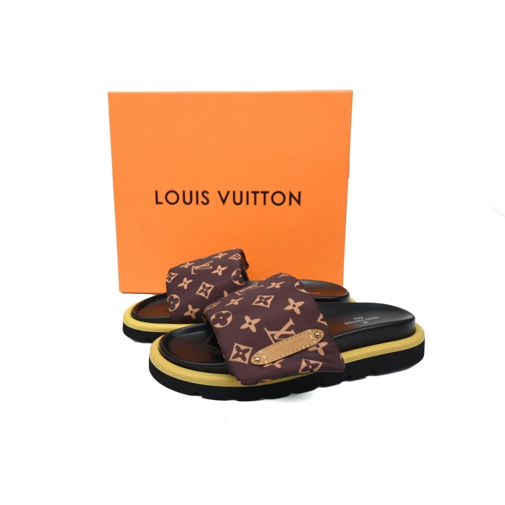 Louis Vuitton Pool Pillow Flat Comfort Mules Brown Yellow Label