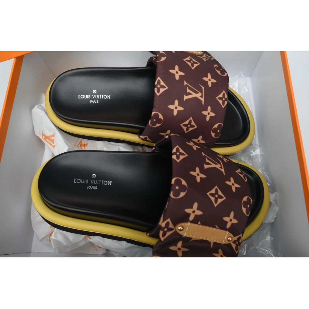 Louis Vuitton Pool Pillow Flat Comfort Mules Brown Yellow Label