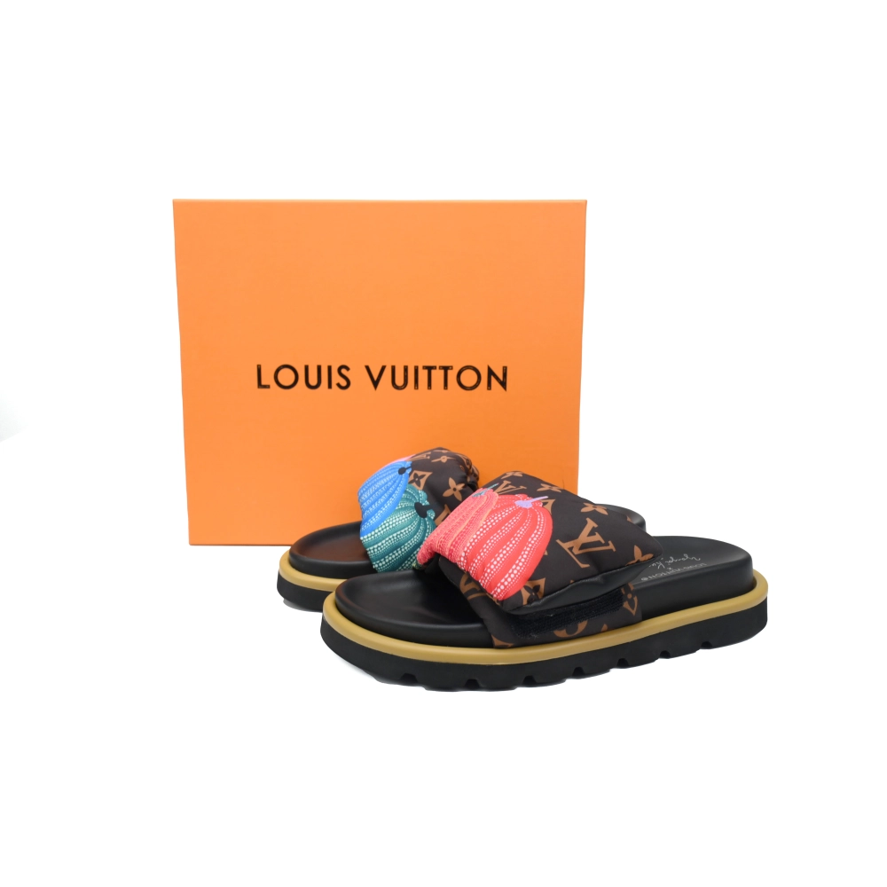 Louis Vuitton Pool Pillow Flat Comfort Mules Color Matching Pumpkin Red And Blue