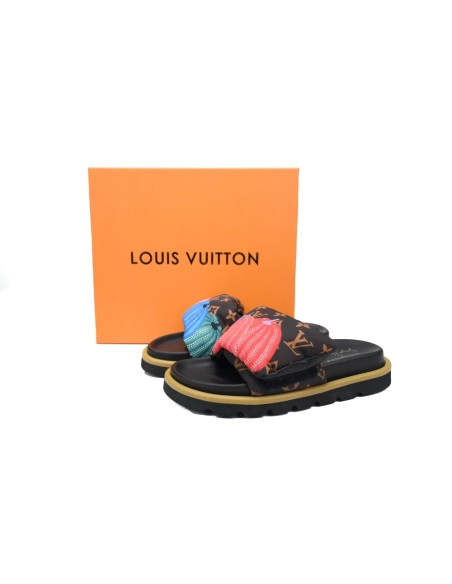 Louis Vuitton Pool Pillow Flat Comfort Mules Color Matching Pumpkin Red And Blue