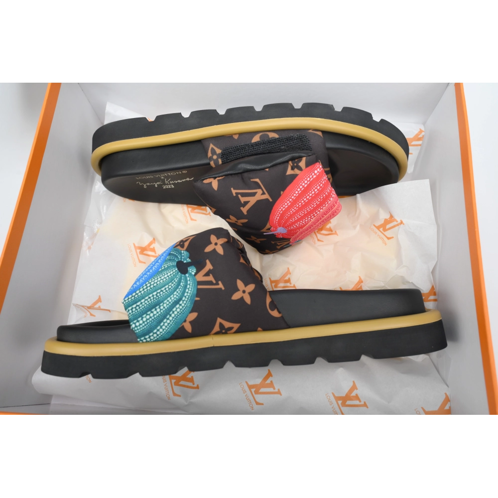 Louis Vuitton Pool Pillow Flat Comfort Mules Color Matching Pumpkin Red And Blue