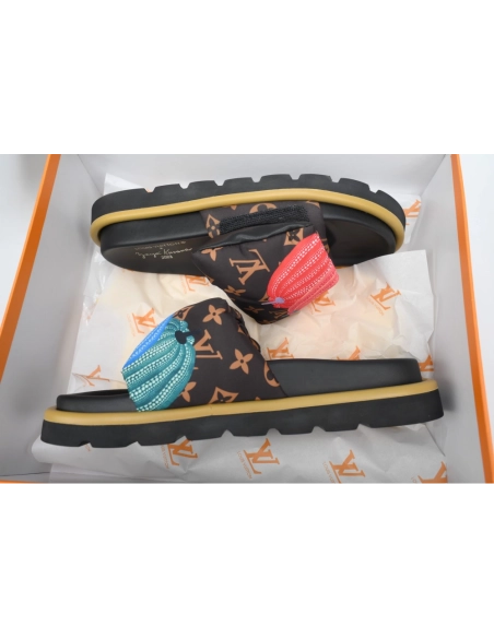 Louis Vuitton Pool Pillow Flat Comfort Mules Color Matching Pumpkin Red And Blue