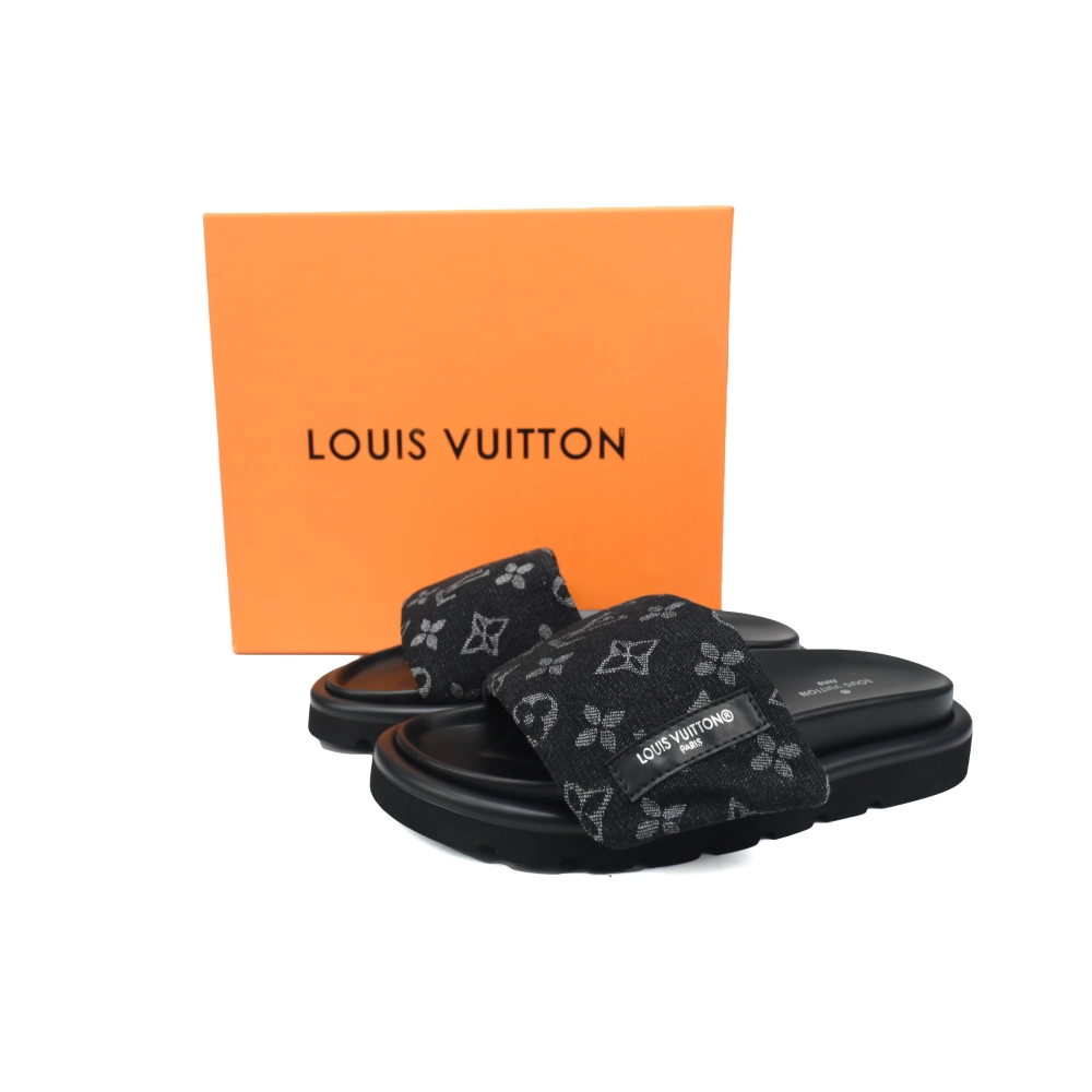 Louis Vuitton Pool Pillow Flat Comfort Mules Denim Black