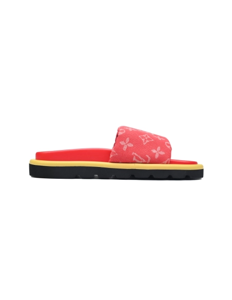 Louis Vuitton Pool Pillow Flat Comfort Mules Denim Red