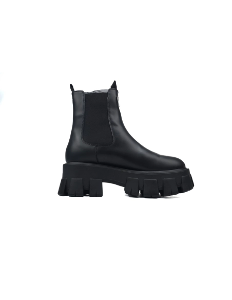 Prada Platform Leather Ankle Boots Black