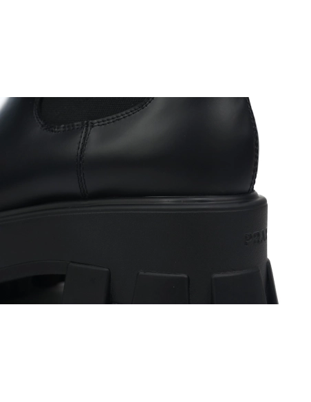Prada Platform Leather Ankle Boots Black
