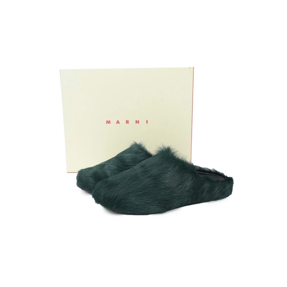 Marni Long-hair Calfskin Fussbett Sabot Sea Green SBMR000600P412200V78