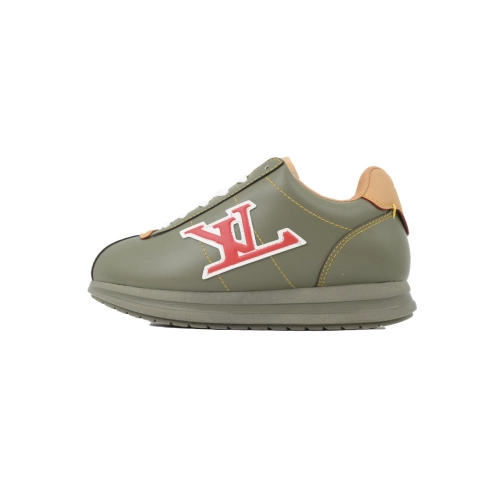 LV BUTTERSOFT Sneaker Lambskin/Plain Calf x Nigo Green Brown