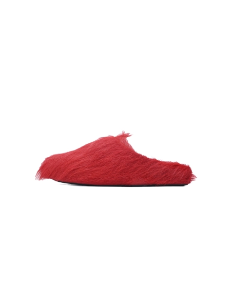 Marni Long-hair Calfskin Fussbett Sabot Red SBMS004601P412200R66
