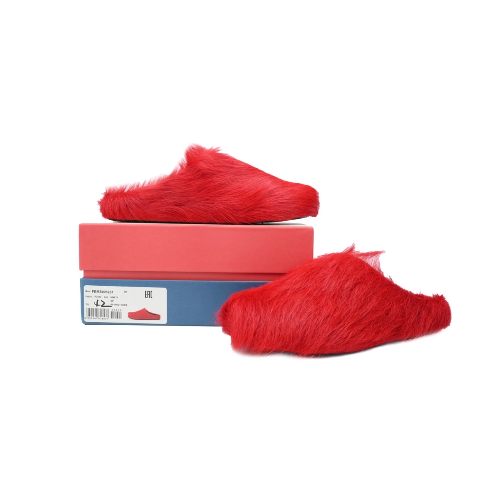Marni Long-hair Calfskin Fussbett Sabot Red SBMS004601P412200R66