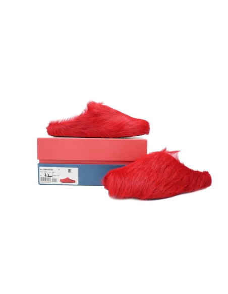 Marni Long-hair Calfskin Fussbett Sabot Red SBMS004601P412200R66