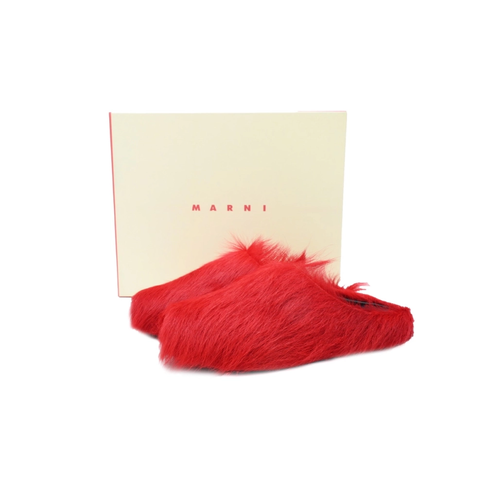 Marni Long-hair Calfskin Fussbett Sabot Red SBMS004601P412200R66