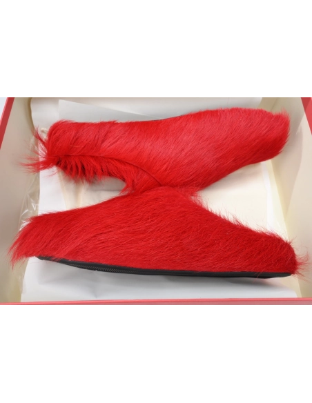 Marni Long-hair Calfskin Fussbett Sabot Red SBMS004601P412200R66