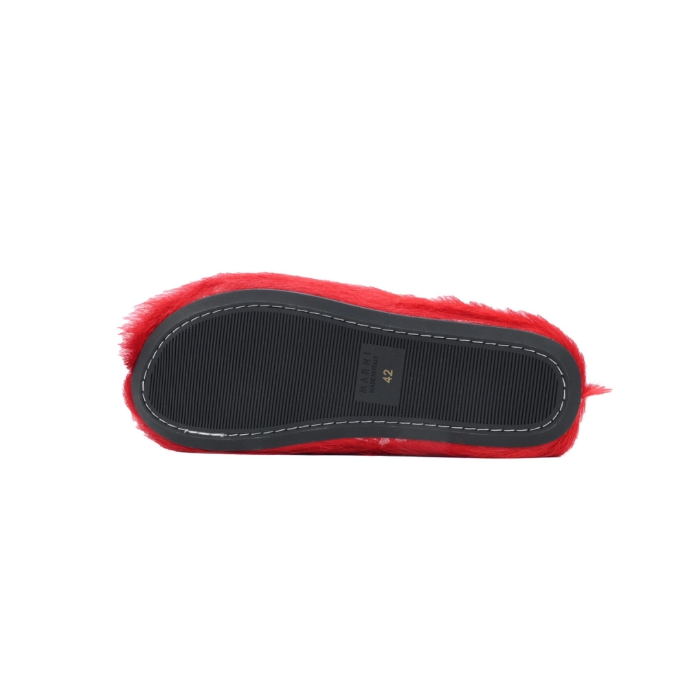Marni Long-hair Calfskin Fussbett Sabot Red SBMS004601P412200R66