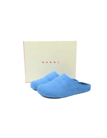 Marni Long-hair Calfskin Fussbett Sabot Blue SBMR000600P412200B50