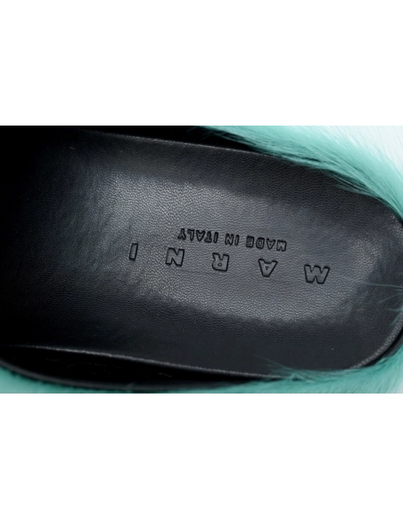 Marni Long-hair Calfskin Fussbett Sabot Green SBMR000600P412200V38