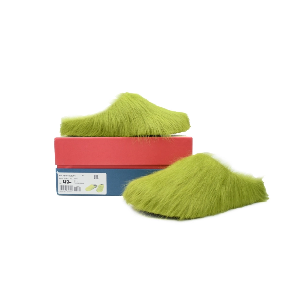 Marni Long-hair Calfskin Fussbett Sabot Green SBMR000600P412200V07