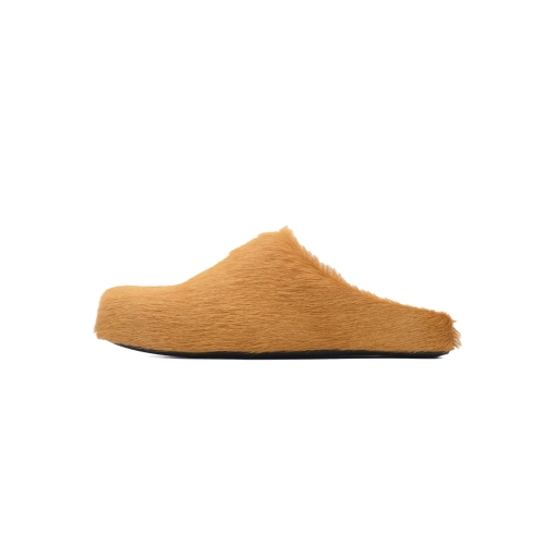 Marni Long-hair Calfskin Fussbett Sabot Earthy Yellow