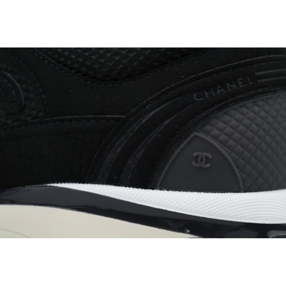 Chanel Fabric Laminated Low Top Sneakers Black