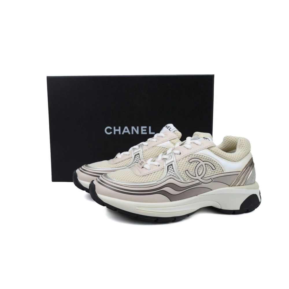 Chanel Fabric Laminated Low Top Sneakers Rose Gold G45078 B13308 NP518