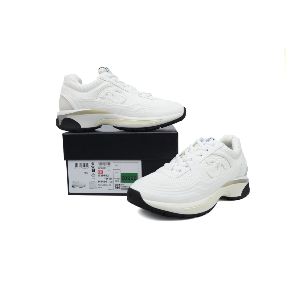 Chanel Fabric Laminated Low Top Sneakers White G45077 B16748NY264