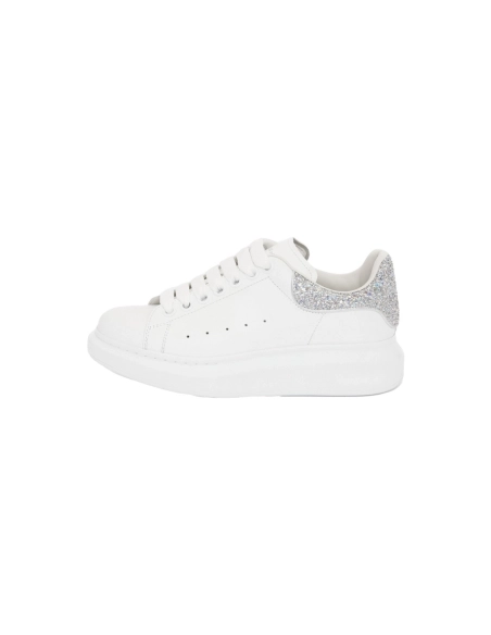 Alexander McQueen Oversized Sneaker White Silver Glitter 558945WHTQI9413