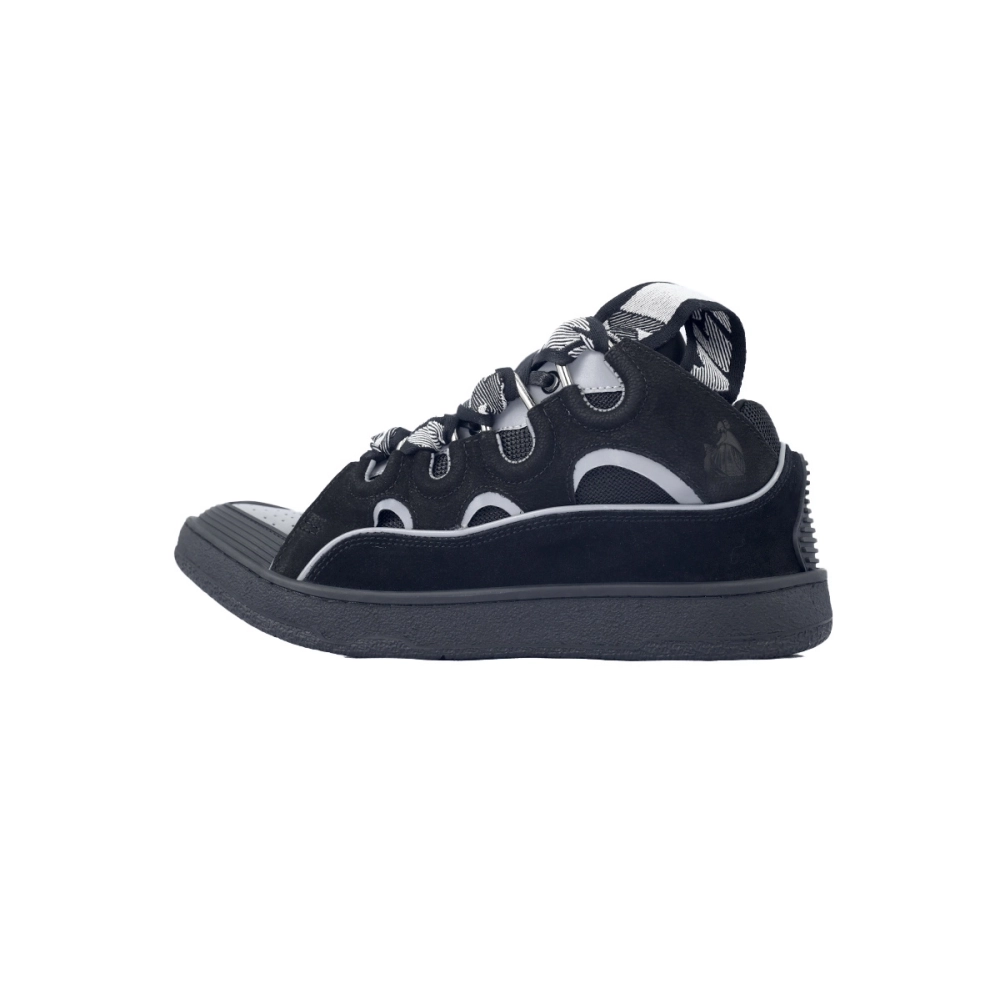 Lanvin Leather Curb Sneaker Black Grey