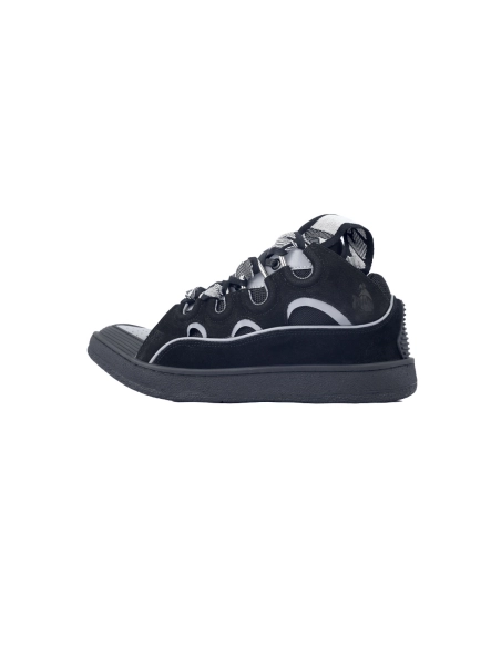 Lanvin Leather Curb Sneaker Black Grey