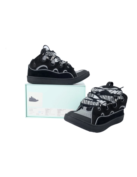 Lanvin Leather Curb Sneaker Black Grey