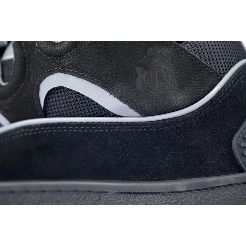 Lanvin Leather Curb Sneaker Black Grey