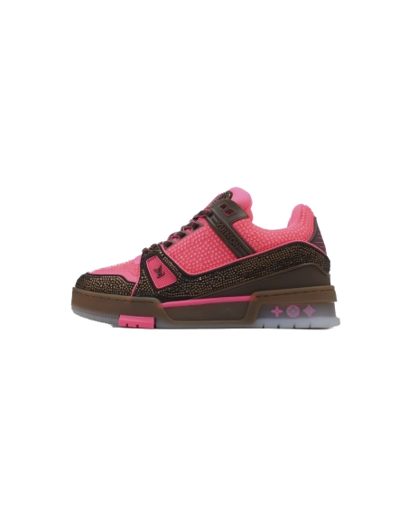 Louis Vuitton Trainer Pink Brown Rhinestone